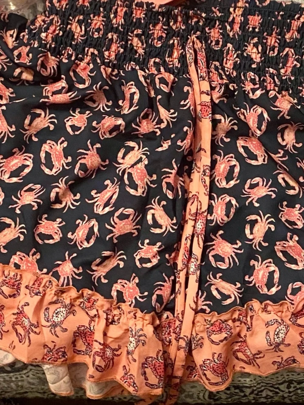 Simply Southern Shorts Womens Small Blue Pink Crab Print Pull On Lounge Beach - Picture 5 of 6